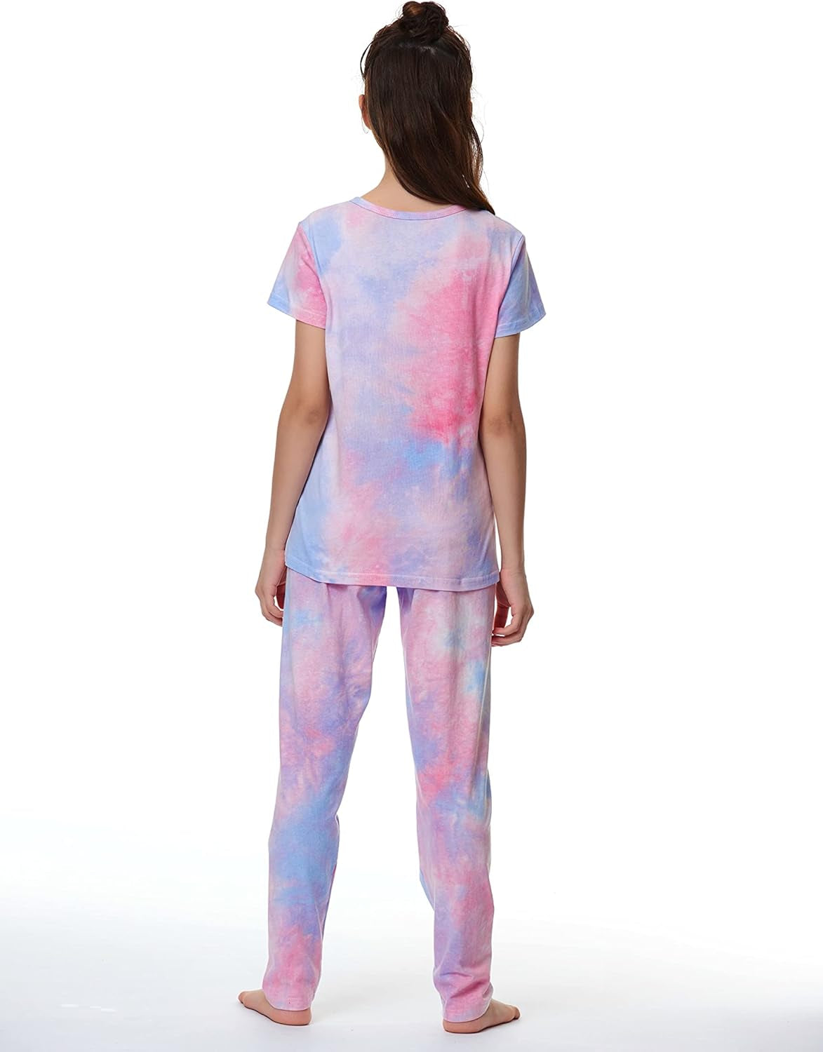 Trendy Tie Dye Sleepover Summer Pajamas for Girls -100% Cotton Soft Dount Cat Caticorn Jammies Size 6-18